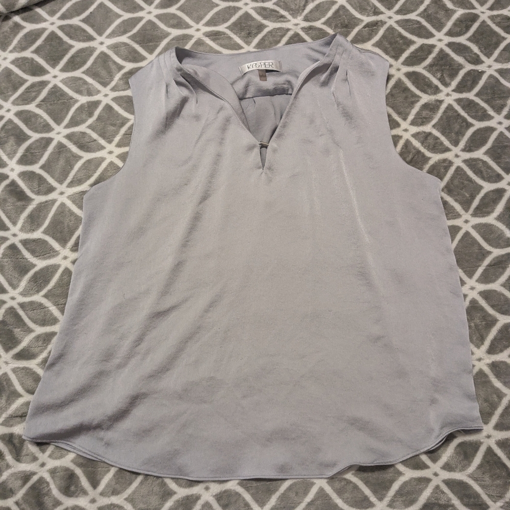 Kasper Silver Gray Sleeveless Relaxed Blouse